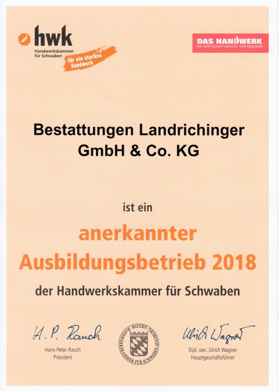 Anerkannter Ausbildungsbetrieb 2018